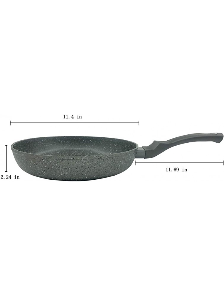 11-Inch Nonstick Frying Pan Skillet with Glass Lid Swiss Granite Coating Omelette Pan Healthy Stone Cookware Chef's Pan PFOA Free - BUPONCKQC