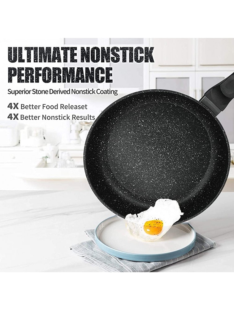 11-Inch Nonstick Frying Pan Skillet with Glass Lid Swiss Granite Coating Omelette Pan Healthy Stone Cookware Chef's Pan PFOA Free - BUPONCKQC