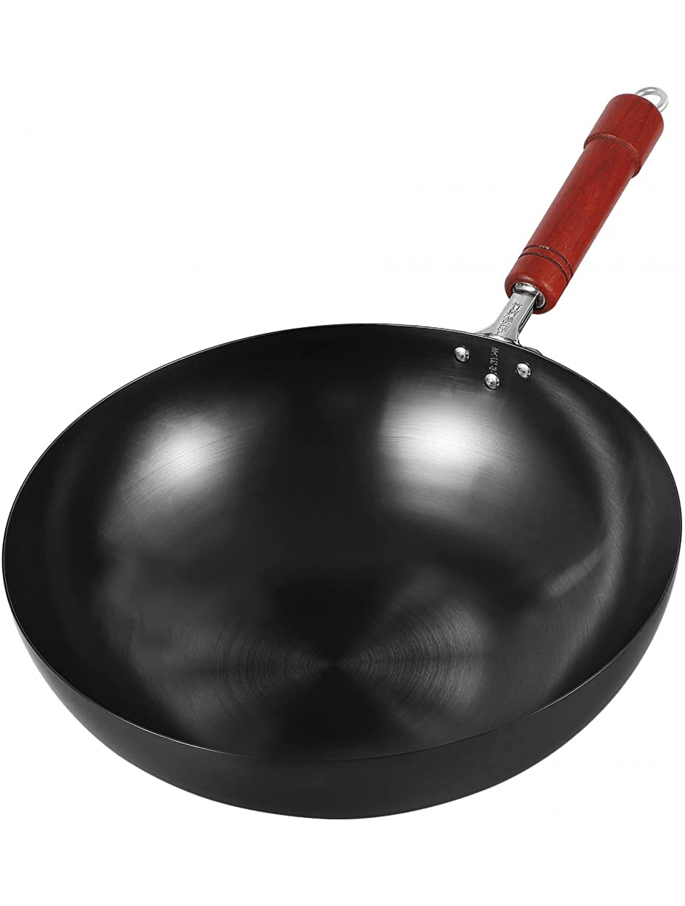 Cast Iron Wok Stir Fry Pan Wooden Handle chef’s pan pre-seasoned nonstick for Chinese Japanese and other cooking - BLHEVTEWV
