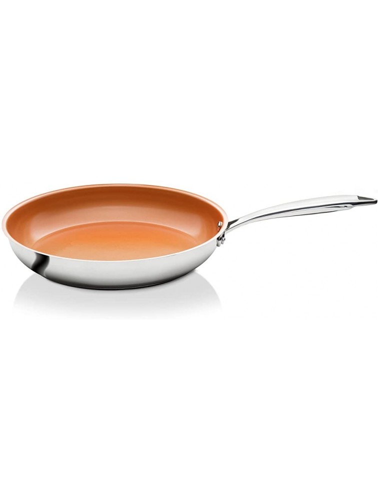Gotham Steel Stainless Steel Premium 12” Frying Pan Triple Ply Reinforced with Super Nonstick Ti- Cerama Copper Coating and Induction Capable Encapsulated Bottom – Dishwasher Safe - BL72Z9EGE