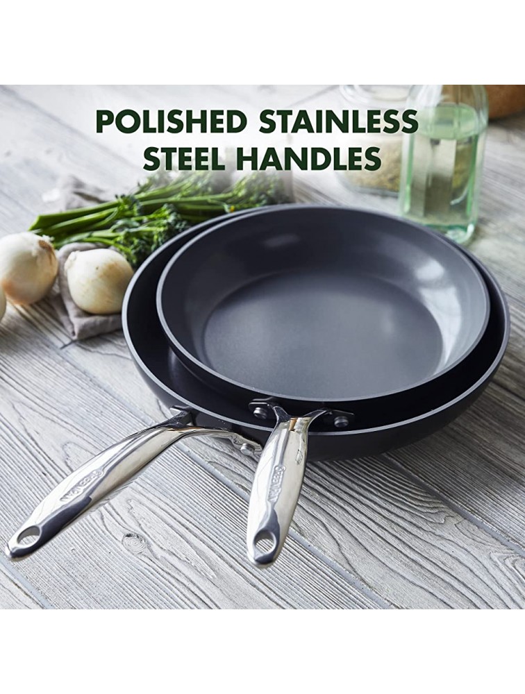 GreenPan Valencia Pro Hard Anodized Healthy Ceramic Nonstick 8 and 10 Frying Pan Skillet Set PFAS-Free Induction Dishwasher Safe Oven Safe Gray - B964J4Q2D