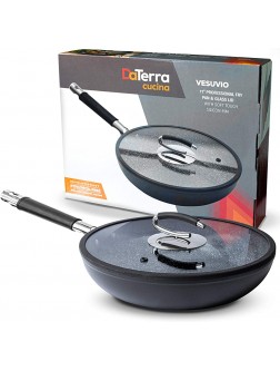 Italian Made Frying Pan | Professional 11 Inch Nonstick Pan | Cook Effortlessly Non Stick Frying Pan | Ceramic Chef Pan with No PTFE or PFOA Chemicals | Saute Pan with Lid by DaTerra Cucina - B62RZLA6E
