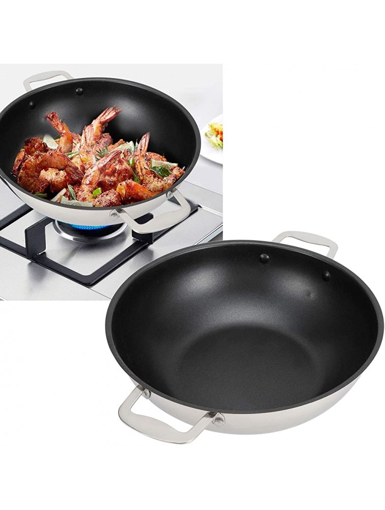 Nonstick Pan Stainless Steel Frying Pan with 2 Handles Round Skillet Everyday Pan All Purpose Pan for Daily Use Chef - BHFMGDLY1