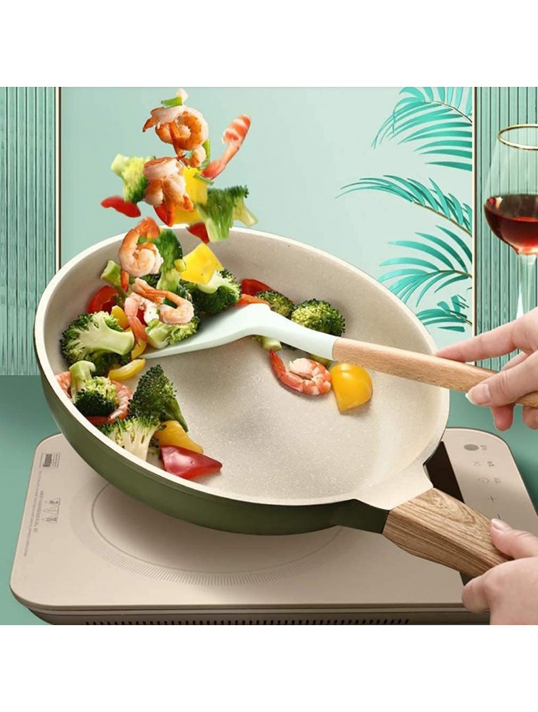 Pans Nonstick Skillet Deep Frying Pan with Glass Lid and Wooden Handle Saute Pan Chef's Pan Stone Coated Nonstick Non stick frying pans Color : Green Color : Green - B2NZZZNBM