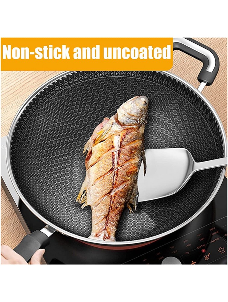 SHUOG 304 Stainless Steel Frying Pan Double-Sided Screen Honeycomb Smokeless Pan Non-Stick Cookware Kitchen Cooking Pot Chef's Pans Color : 32cm without Pot Lid - B9RSUJUXG