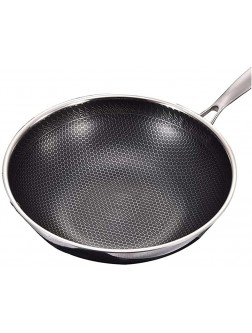 SHUOG 304 Stainless Steel Frying Pan Double-Sided Screen Honeycomb Smokeless Pan Non-Stick Cookware Kitchen Cooking Pot Chef's Pans Color : 32cm without Pot Lid - B9RSUJUXG