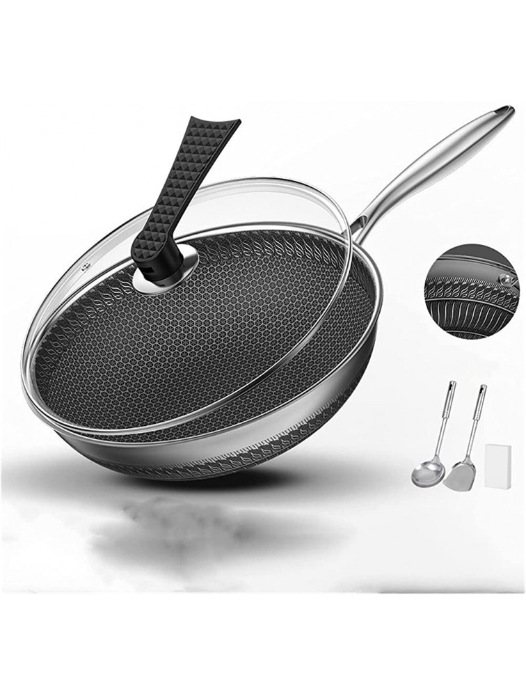 SHUOG 316 Stainless Steel Non Stick Wok Frying Pan Pots And Pans Set Kitchen Cookware Wok Non Stick Without Oil Fume Coating Wok Pan Chef's Pans Color : 34cm - BN816OSTA