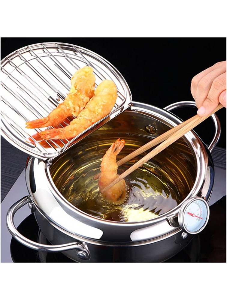 SHUOG Kitchen Supplies Stainless Steel Frying Pan With Lid Thermometer Tempura Frying Pan Household With Filter Oil Pan Frying Pan Chef's Pans Color : 3.4L Same appearance - BE8848VNZ