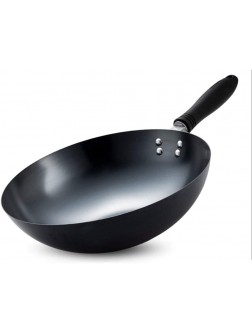 Stir Fry Pan Uncoated Non-stick Frying Pan for Household Cooking Iron Wok Gas Stove Chefs Pan Size : L - BM1E96U0F