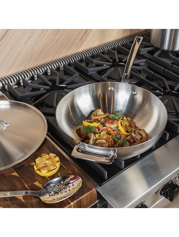 Viking Professional 5-Ply Stainless Steel Chef's Pan with Lid 12 Inch - B2YRSHERM