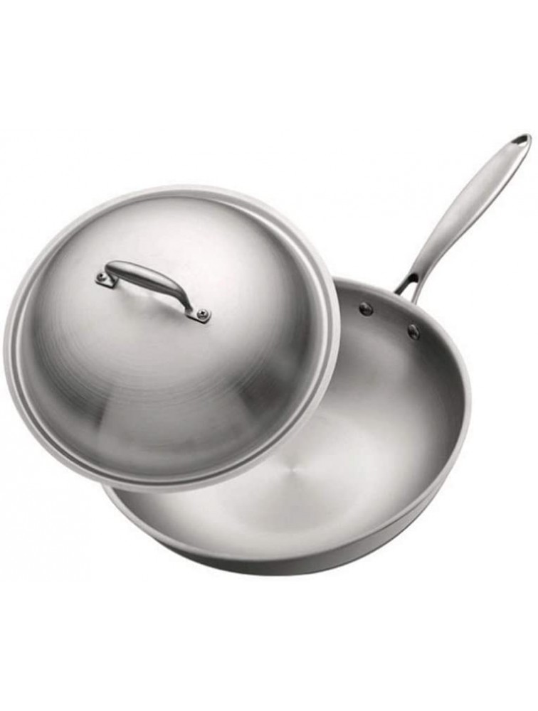 ZAJ Pot Stainless Steel Frying Pan Non-Stick Deep Sauté Chef Pan Dishwasher Safe Scratch Resistant with Easy Food Release Interior Cooking - BLS4P49BQ