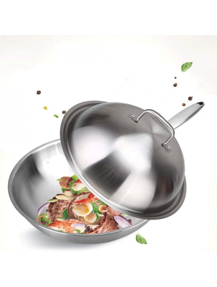 ZAJ Pot Stainless Steel Frying Pan Non-Stick Deep Sauté Chef Pan Dishwasher Safe Scratch Resistant with Easy Food Release Interior Cooking - BLS4P49BQ