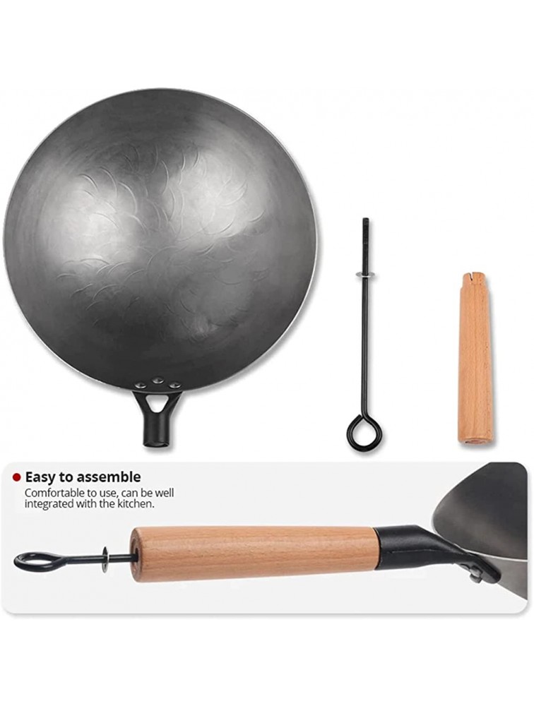Carbon Steel Wok Pan Set | Includes 13 inch Japanese Wok Pan with Wooden Detachable Handle Stainless Steel Wok Ring Stir Fry Wok Spatula with Wooden Handle | 3-Piece Nonstick Wok Pan Set - B4CIUI9MU