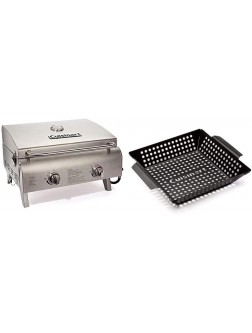 Cuisinart CGG-306 Chef's Style Propane Tabletop Grill Two-Burner Stainless Steel & CNW-328 11-Inch Non-Stick Grill Wok 11 x 11 - B4IKOFW8Z