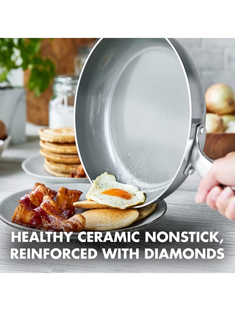 GreenPan Chatham Tri-Ply Stainless Steel Healthy Ceramic Nonstick 11 Wok Pan PFAS-Free Multi Clad Induction Dishwasher Safe Oven Safe Silver - B19SEF31B