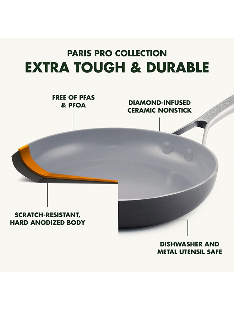 GreenPan Paris Pro Hard Anodized Healthy Ceramic Nonstick 8 Frying Pan Skillet PFAS-Free Dishwasher Safe Grey - B6ZTCPLN5