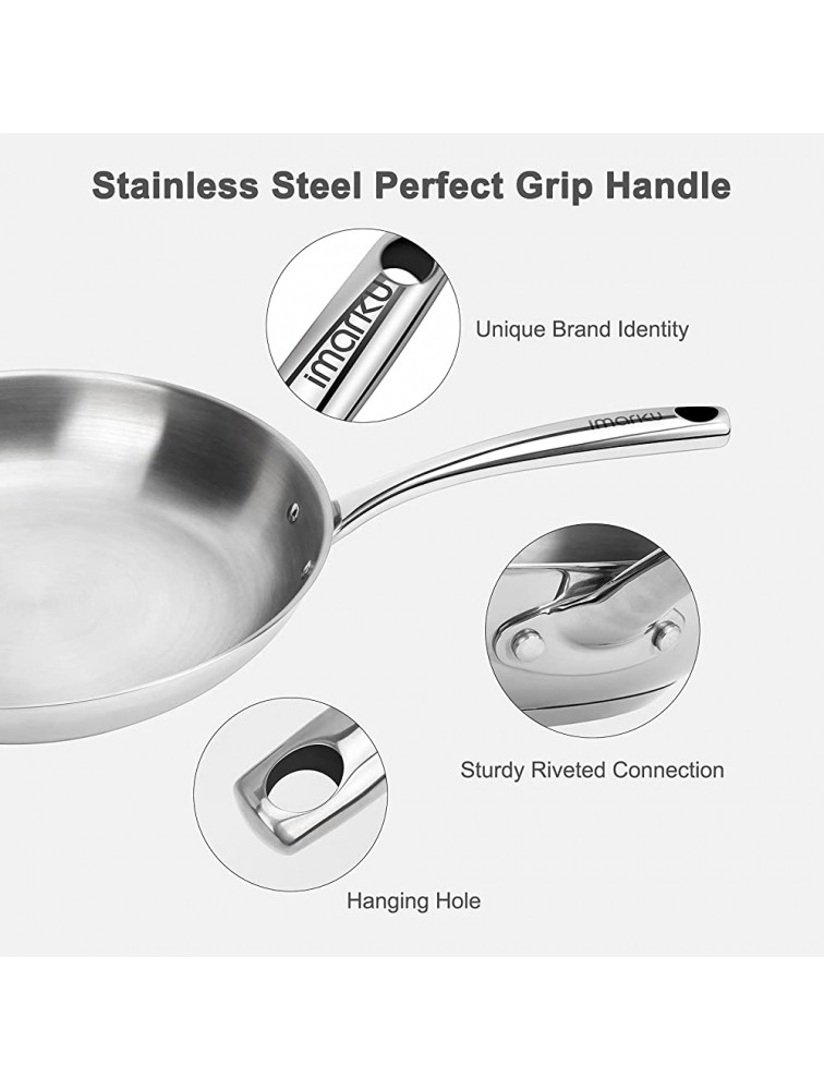 imarku Stainless Steel Pan Stainless Steel Frying Pan 3 Ply Stainless Steel Skillet 12 inch Frying Pan Professional Grade for Cooking Pan Large Pan oven safe skillet - B7QLXTSSY
