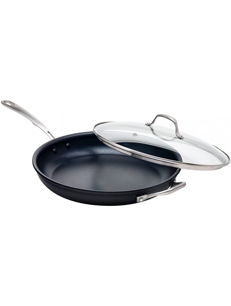 Kitchara Nonstick Frying Pan 12 Hard Anodized Aluminum Skillet with Vented Glass Lid Induction Compatible & Oven Safe Large Fry Pan - BN7DSSWVH