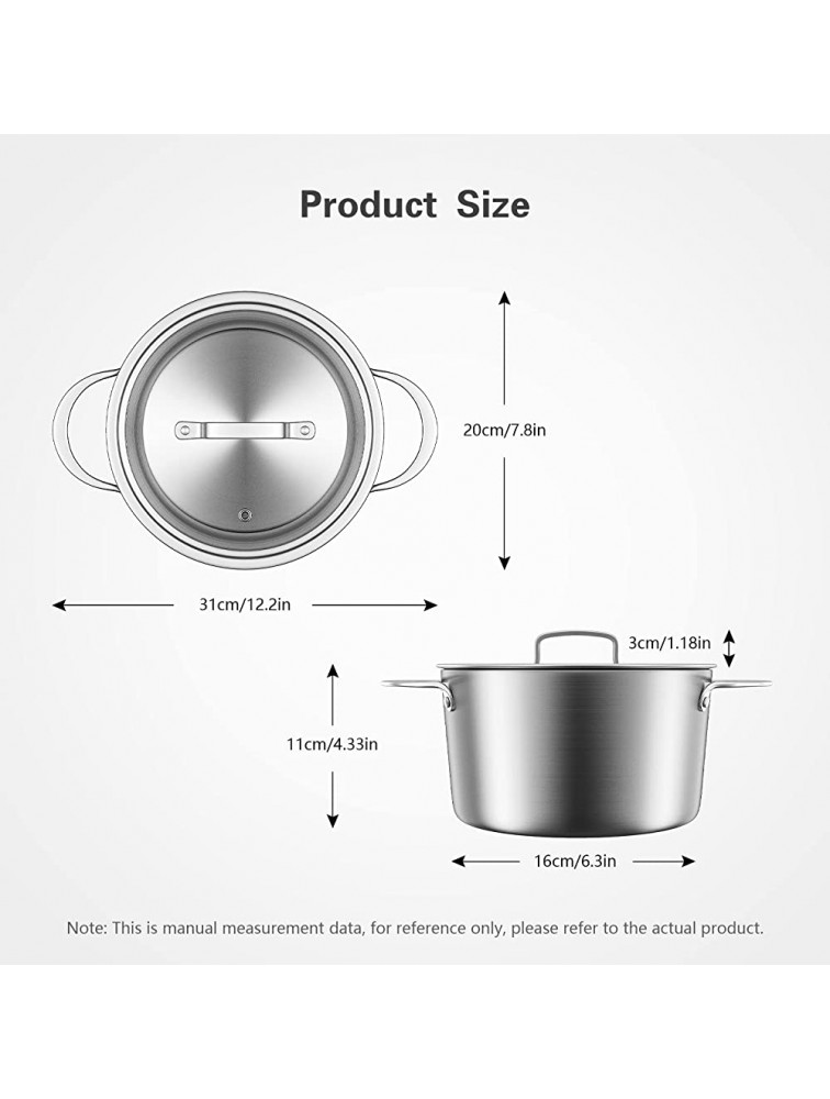 3 Quart tri-ply stainless steel induction cookware pot with glass lid stew cooking pot 3 Qt compatible with all heat sources oven dishwasher safe multipurpose use for home kitchen restaurant - BY93A4FXK