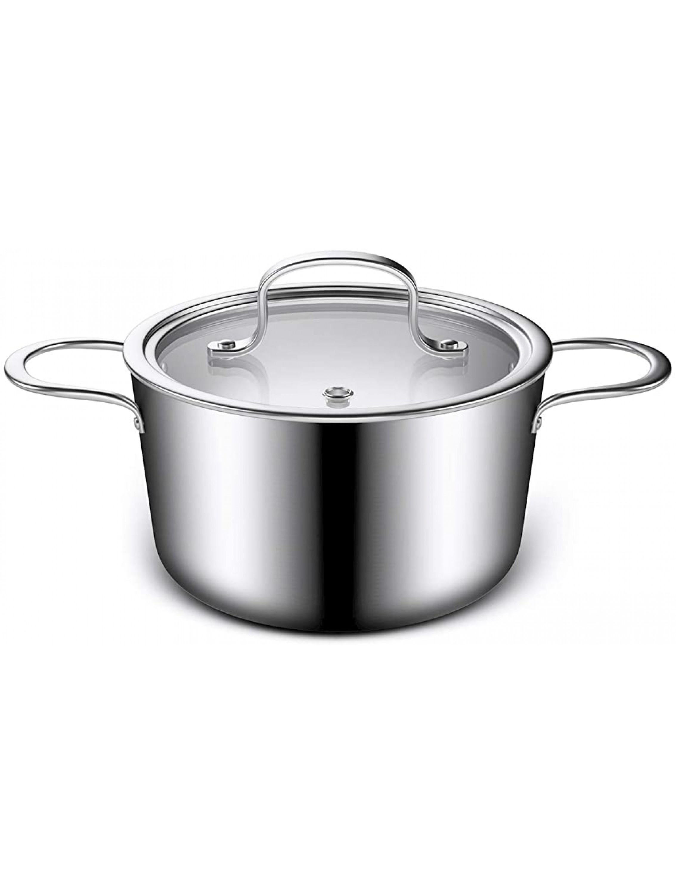 3 Quart tri-ply stainless steel induction cookware pot with glass lid stew cooking pot 3 Qt compatible with all heat sources oven dishwasher safe multipurpose use for home kitchen restaurant - BY93A4FXK