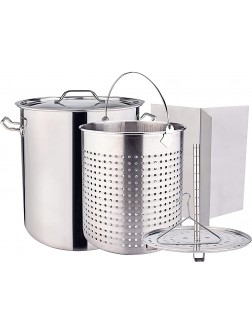 ARC 64QT Stainless Steel Stockpot for Crawfish Seafood Turkey Fryer Pot with Basket Divider and Hook Tamale Steaming Crab Lobster Outdoor Cooking and Home Brewing - B47W73H1U