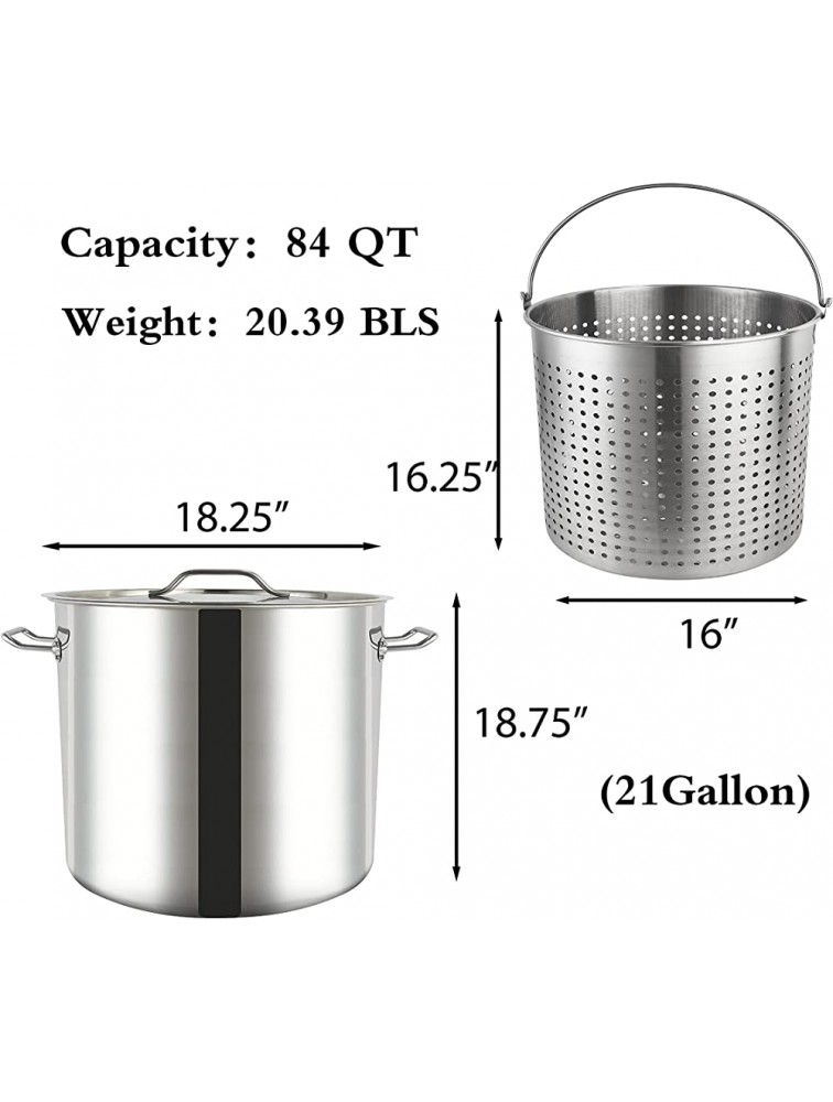 ARC 84QT Large Crawfish Seafood Boil Pot with Basket Stainless Steel Stock Pot with Strainer Outdoor Propane Turkey Fryer Pot Perfect for Lobster Crab Boil and Shrimp Boil 21 Gallon - B8Y8QC6T9