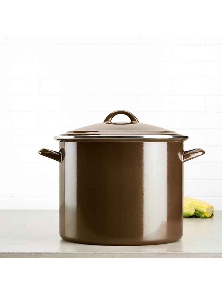 Ayesha Curry Enamel on Steel Stock Pot Stockpot with Lid 12 Quart Brown Sugar - BP7HVT4MA