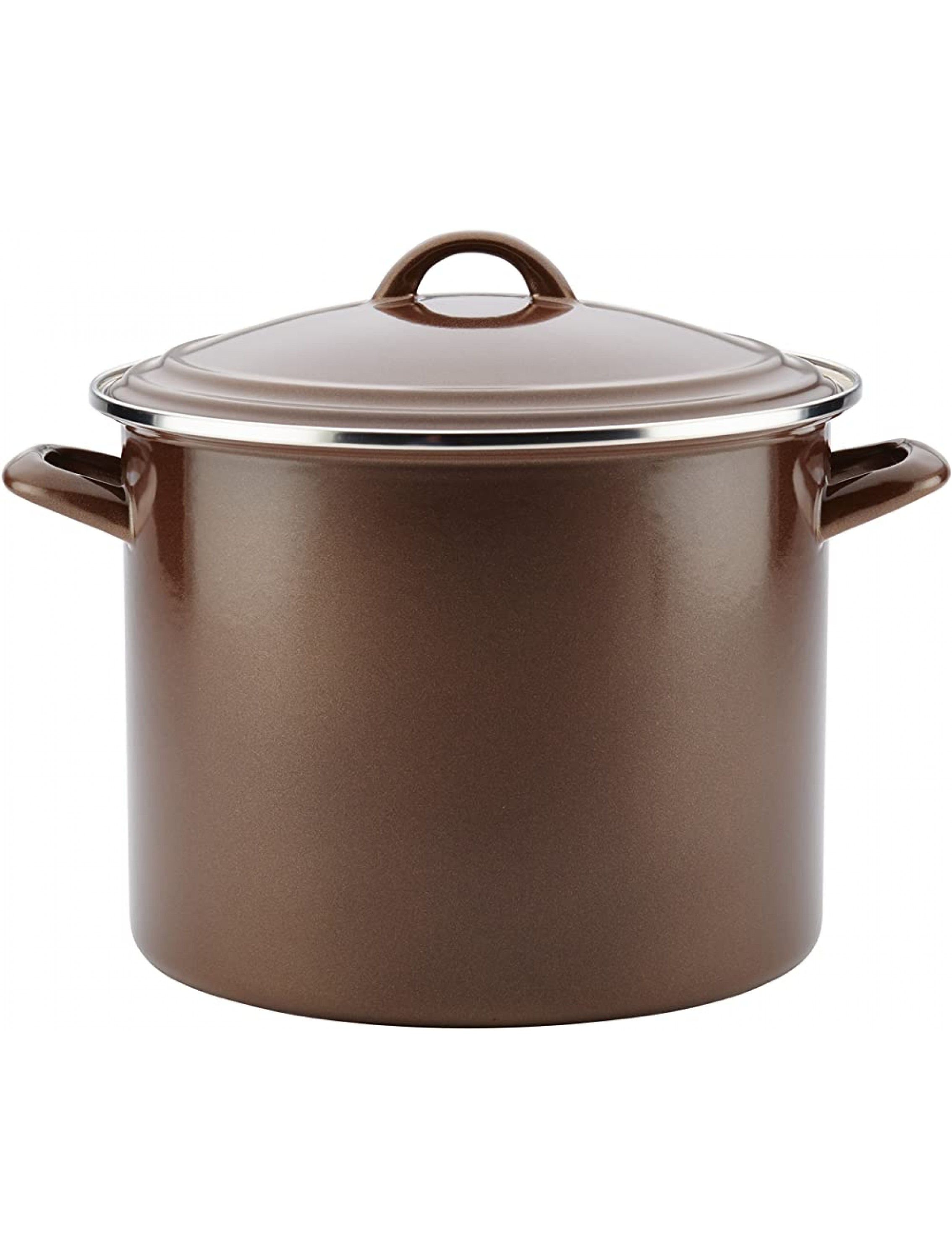 Ayesha Curry Enamel on Steel Stock Pot Stockpot with Lid 12 Quart Brown Sugar - BP7HVT4MA