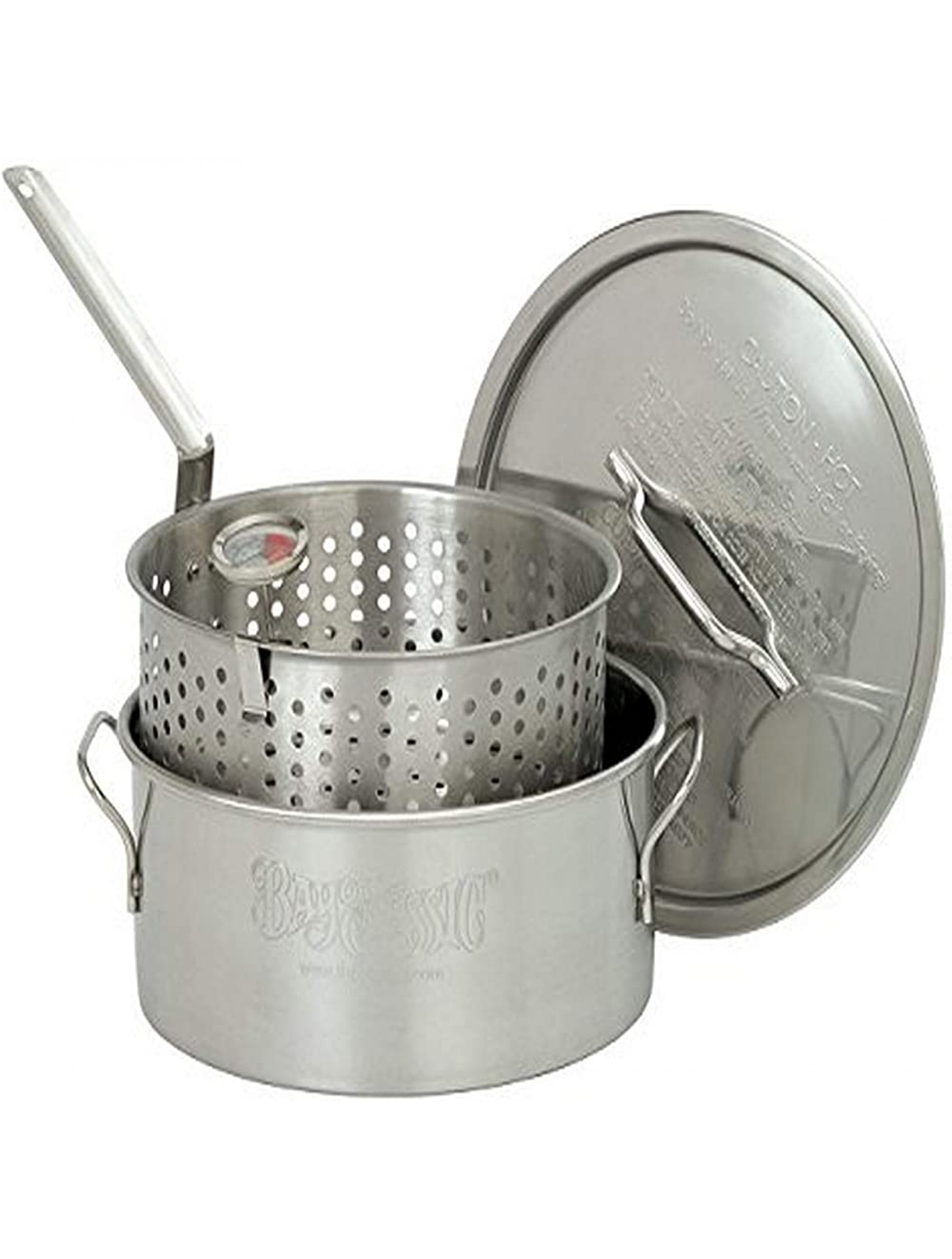 Bayou Classic 1101 10-Quart Stainless-Steel Fry Pot with Lid and Basket,Silver - B5S0I4GNM