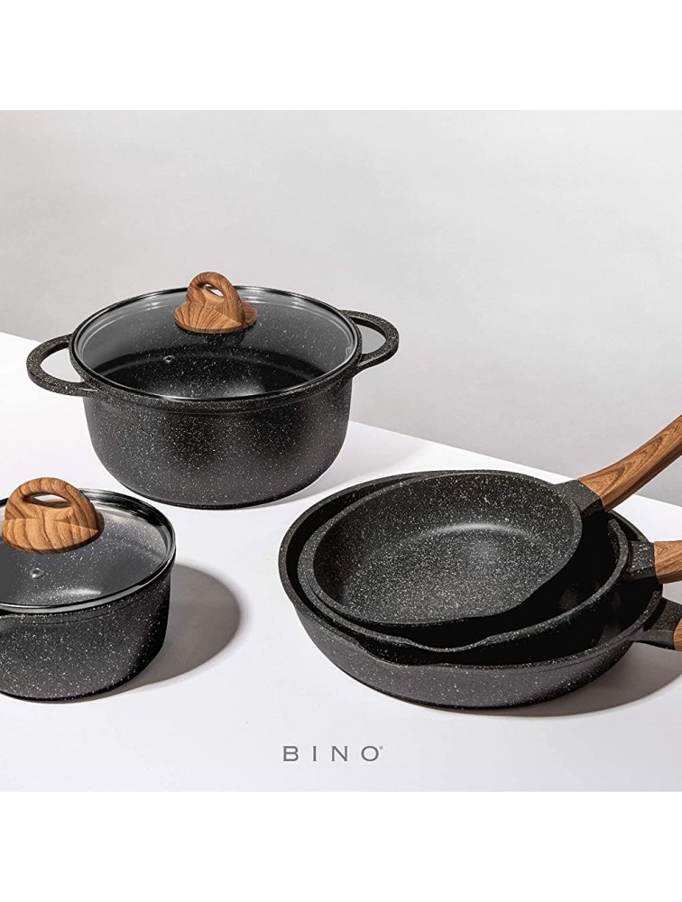 BINO Cookware Nonstick Frying Pan 7.9 Inch Speckled Black | THE CLASSIC COLLECTION | Premium Quality Nonstick Cast Aluminum Nonstick Pan Egg Pan | Stay-Cool BAKELITE Handles | Non-Toxic - B7YEV5EN1