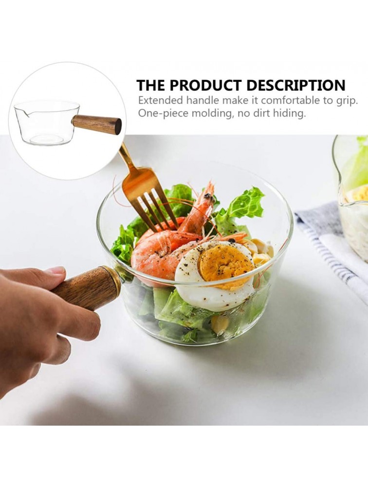 Cabilock Clear Glass Pot Milk Pan with Wooden Handle Borosilicate Glass Nonstick Saucepan Glass Measuring Cups Frothing Pitcher for Kitchen Restaurant Clear 600ml - BBP370SHW