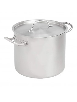 Commercial 12 Qt. Stainless Steel Aluminum-Clad Stock Pot with Cover - BO5JDAQPG