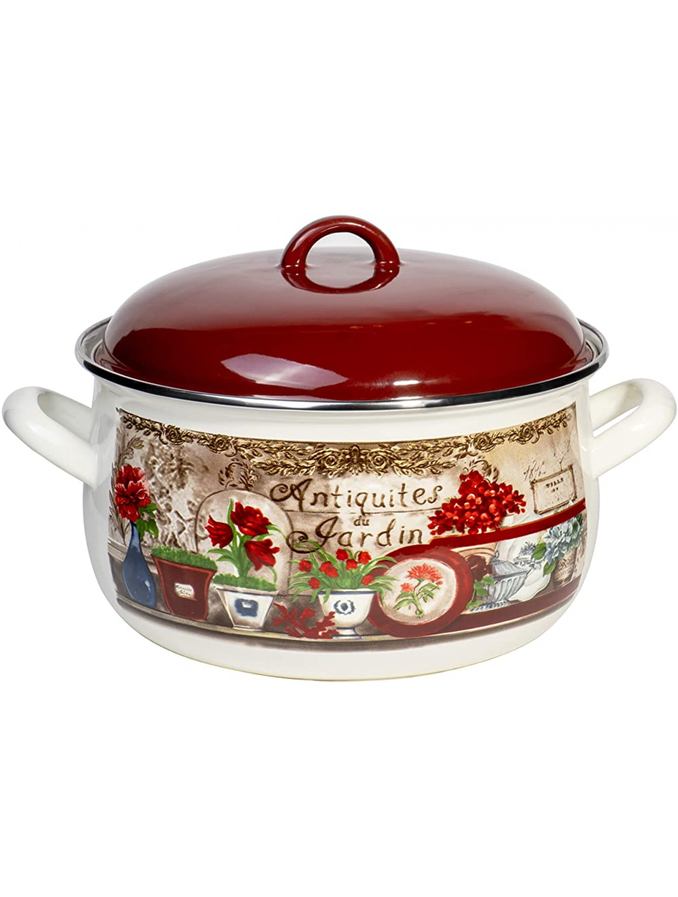 Enamel On Steel Round Covered Stockpot Pasta Stock Stew Soup Casserole Dish Cooking Pot with Lid Up to 6.5 Quarts 24 cm - BTIXPWP7E