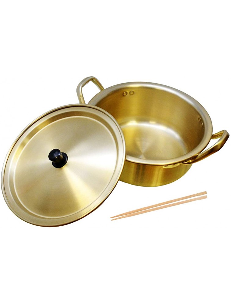 Eutuxia Ramen Noodle Pot Small Korean Traditional Aluminum Instant Ramyun Hot Pot Comes with Disposable 10 Chopsticks Great for Soup Curry Pasta Stew & More 6.3 - BUIDRK3W4