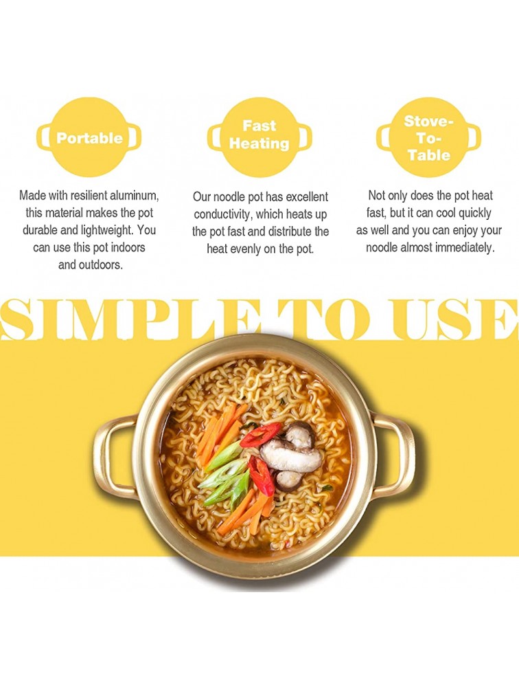 Eutuxia Ramen Noodle Pot Small Korean Traditional Aluminum Instant Ramyun Hot Pot Comes with Disposable 10 Chopsticks Great for Soup Curry Pasta Stew & More 6.3 - BUIDRK3W4