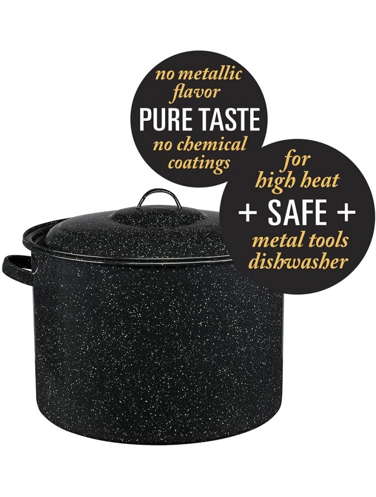 Granite Ware Enamel on Steel 21-Quart Stock Pot with lid Speckled Black - B6TZ1ZKTA