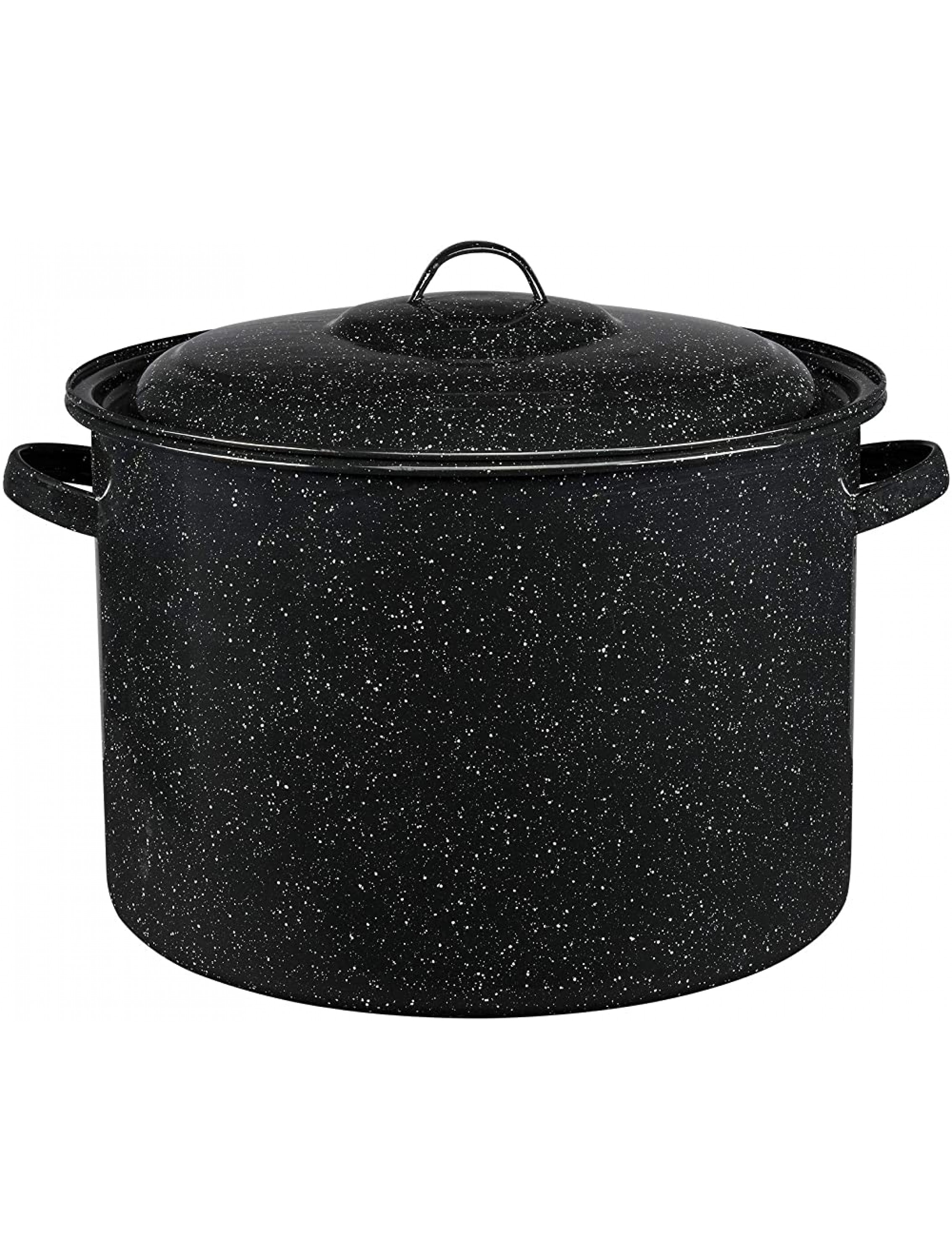 Granite Ware Enamel on Steel 21-Quart Stock Pot with lid Speckled Black - B6TZ1ZKTA