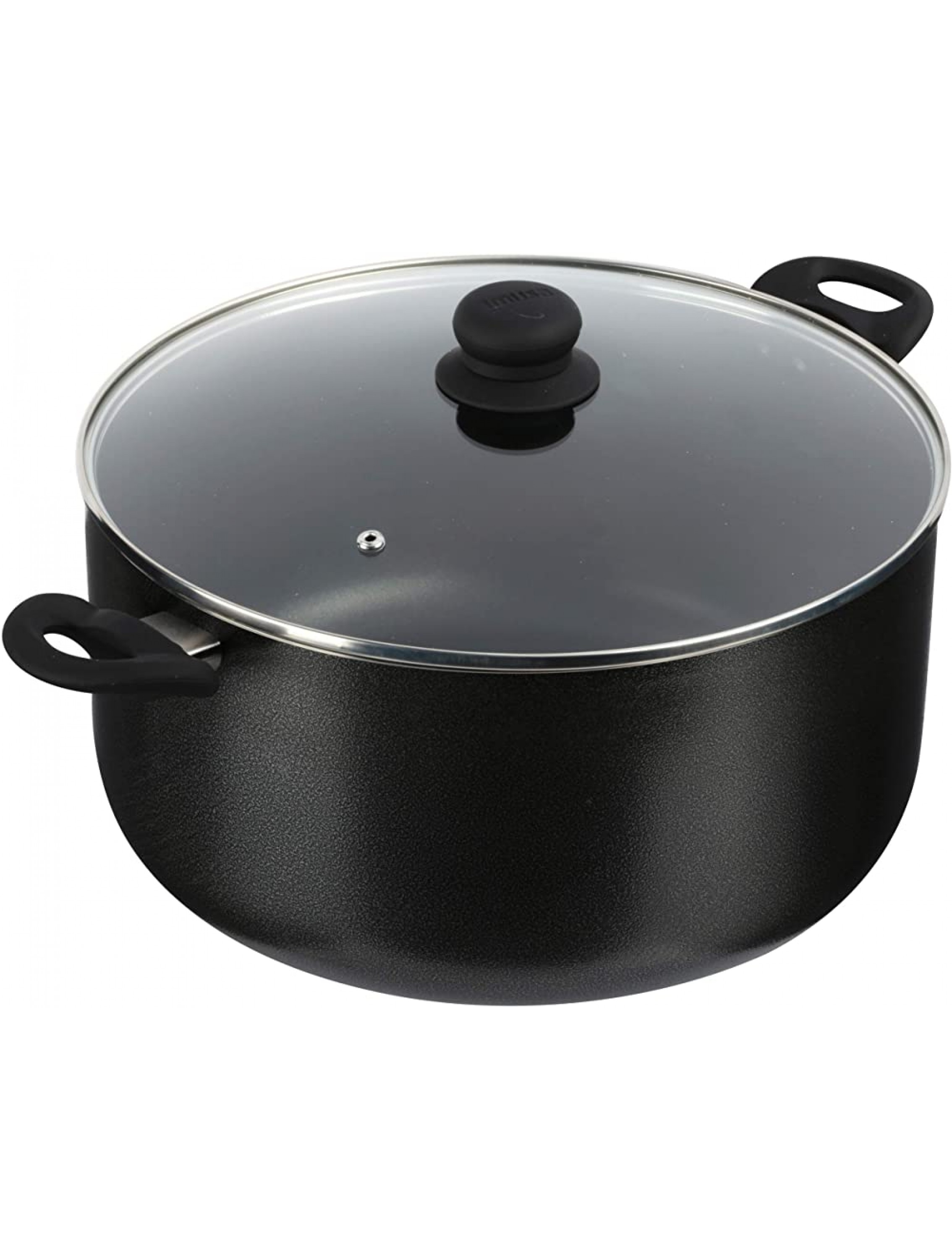IMUSA USA Cookware 12.7Qt Charcoal Stock Pot w Gl 12.7-Quart Black - BIRT3Z9FP