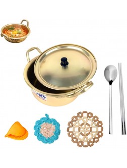 Korea Ramen Noodles Pot Full SET Yellow Pot + Scrubbing pad + Cooking Finger Protector Pinch Grips + Pot Mat + Spoon & Chopsticks - BT016AGNY