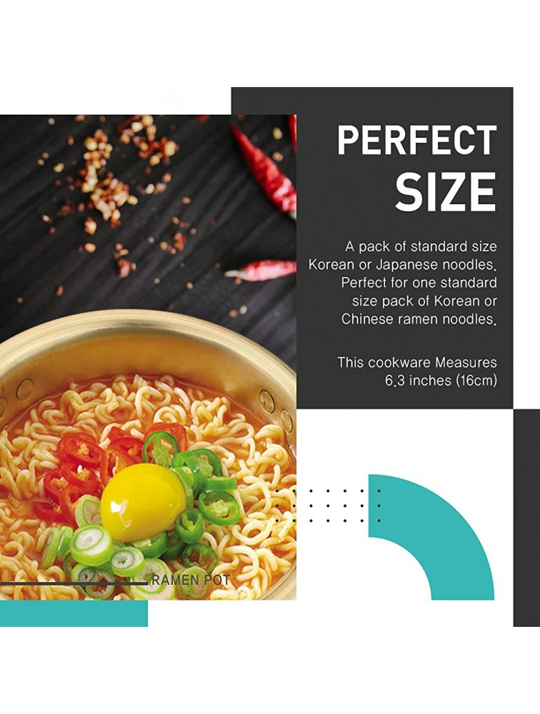 Korean Food Ramen Noodle Pot Ramyun Cooker for Cooking Soup Curry Pasta Stew and More with Heatproof Single Handle Lid 1 Pack 6.3 Inches - B6WDSOL69