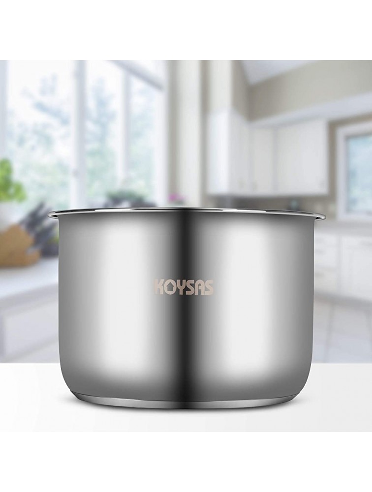 KOYSAS Inner Pot Liner Compatible with Instant Pot 6 Quart Kitchen Safe and Durable Stainless Steel BPA Free Silicone Leak and Spill Resistant Lid Gift Quality Packaging - BS4T645BQ