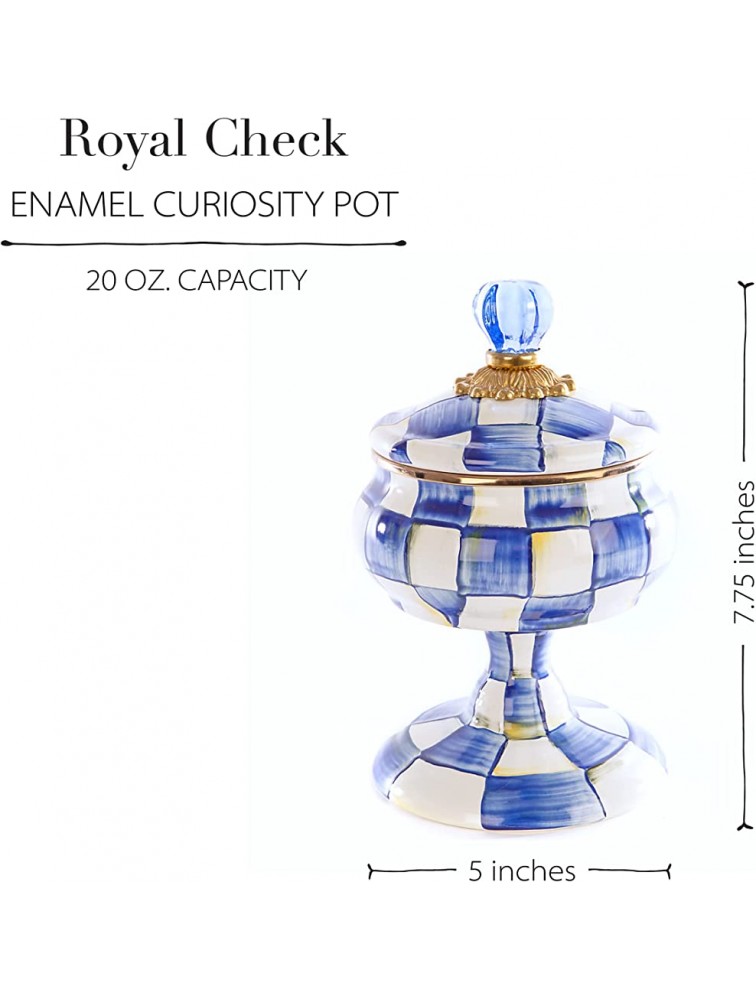 MacKenzie-Childs Enamel Curiosity Pot Decorative Container for Home Decor Royal Check - BLMYF1M2S