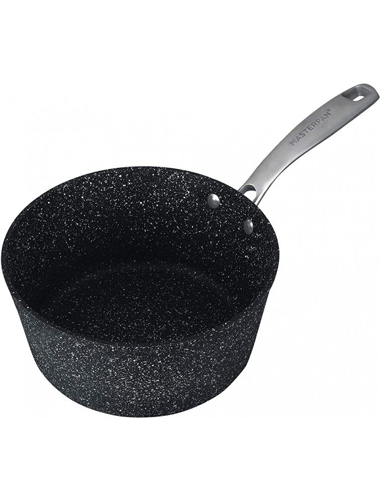 MasterPan Granite Ultra Non-Stick Cast Aluminum Sauce Pan with Glass Lid 7 Black - BEPMD9E6R