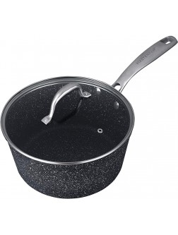 MasterPan Granite Ultra Non-Stick Cast Aluminum Sauce Pan with Glass Lid 7" Black - BEPMD9E6R