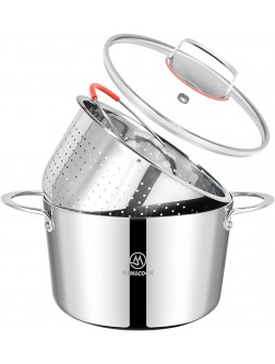 MÉMÉCOOK 6 Quart Stock Pot with lid Pasta Pot with strainer insert stainless steel pots for cooking large soup pot for boiling pot Simmering pot & spaghetti pot - BDC5PLYHP