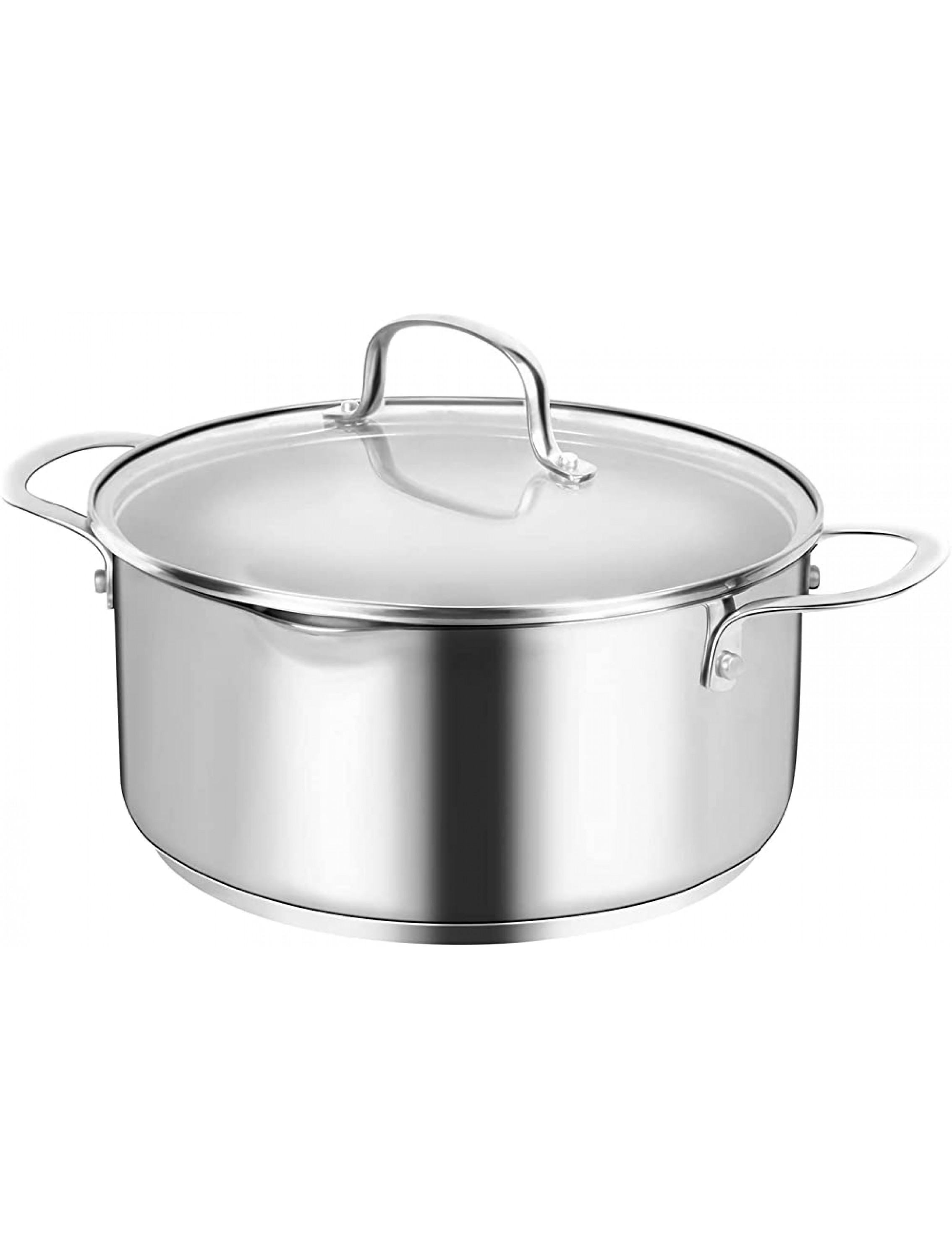 MOBUTA Stainless Steel Stockpot with Lid 5-Quart Stock pot Stew Pot Casserole Soup Pot for Induction Stovetop Tri-Ply Heavy Bottomed Base with Scale Mark & Tempered Glass Lid Dishwasher & Oven Safe - BC9DK3KIR