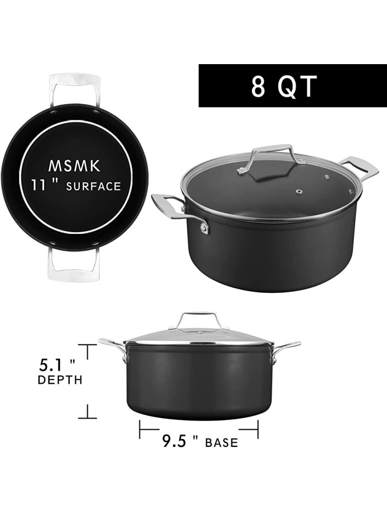 MSMK 8-Quart Stock Pot Stockpot Pasta Pot Soup Pot with Glass Lid Premium Durable Burnt also Nonstick Lasting Non stick Oven safe to 700°F Induction Scratch-resistant PFOA Free Non-Toxic - BPM2E041G