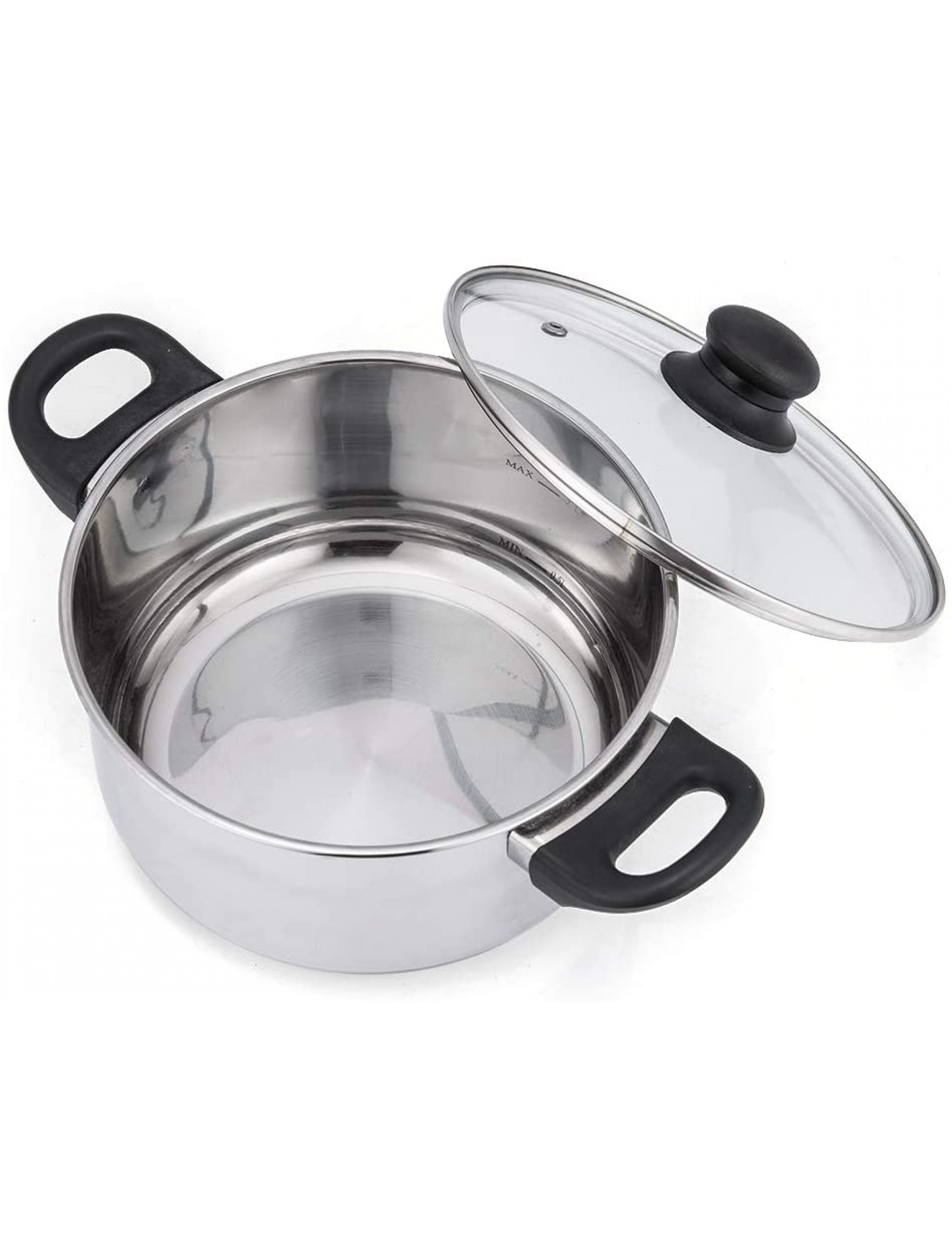 NARCE Stainless Steel Stockpot 3 Quart Stock Pot with Lid Heat-Proof Double Handles Dishwasher Safe - BG6IWI31M