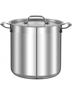 Stainless Steel Cookware Stock Pot 24 Quart Heavy Duty Induction Pot Soup Pot With Stainless Steel Lid Induction Ceramic Glass and Halogen Cooktops Compatible NCSPT24Q - BTRLWZ85E