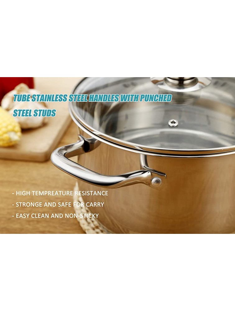 Stock Pot with Lids,DERUI CREATION 4 Quart Food Grade SUS 304 Stainless Steel Stockpots for Cooking Dishwasher Safe Soup Pots22CM - B37KSNP6E